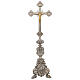 Set candelieri e croce stile barocco fusione in bronzo finitura argentata 70 cm s2