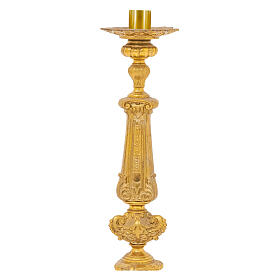 Candeliere stile barocco fusione in bronzo finitura ottone satinato 60 cm