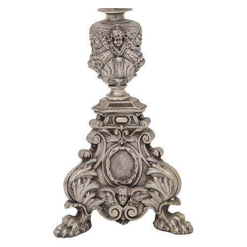 Candeliere stile barocco fusione in bronzo finitura argentata 100 cm 3