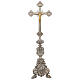 Set candelieri e croce stile barocco fusione in bronzo finitura argentata 120 cm s2