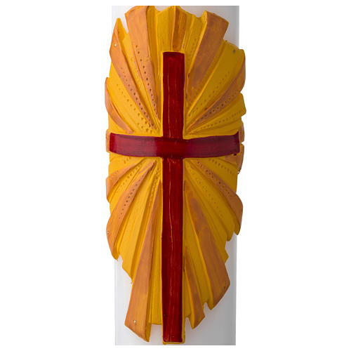 White Paschal Candle, cross with Alpha and Omega 2