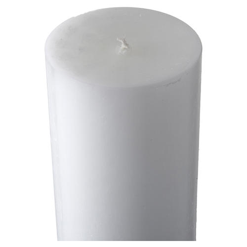 White Paschal Candle, cross with Alpha and Omega 5