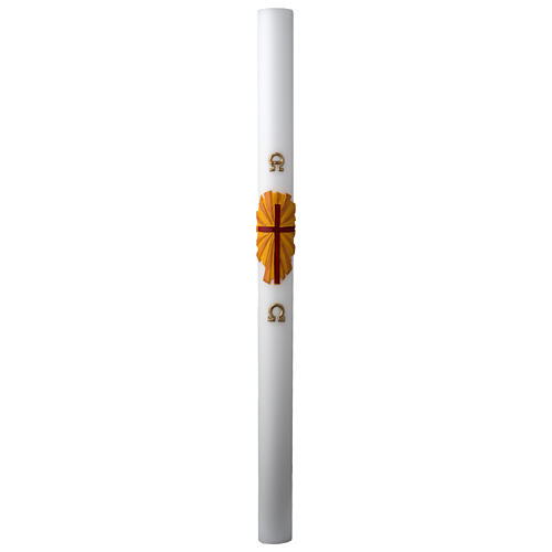 White Paschal Candle, cross with Alpha and Omega 3