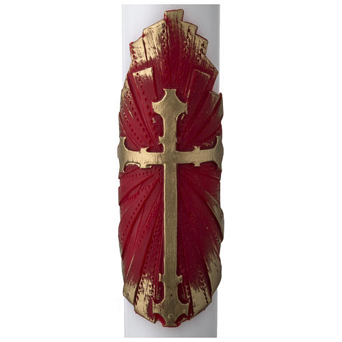 White Paschal Candle, antique cross 2