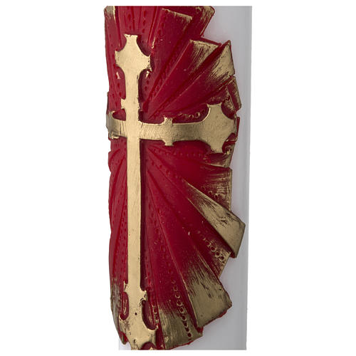 White Paschal Candle, antique cross 4