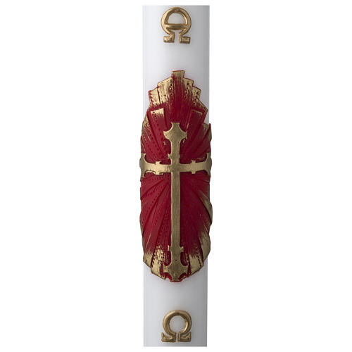 White Paschal Candle, antique cross 1