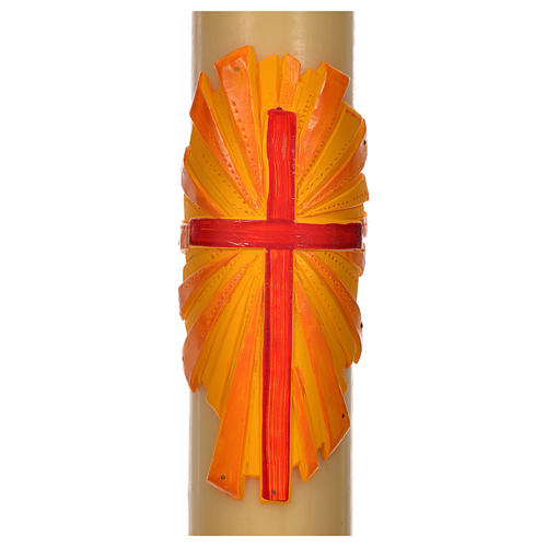 Paschal candle in beeswax with cross, 8x120cm. 2