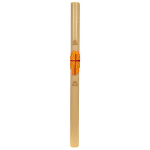 Paschal candle in beeswax with cross, 8x120cm. 3