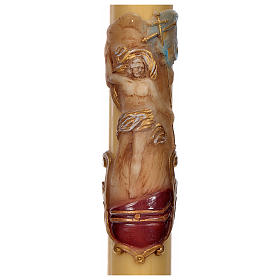 Paschal candle in beeswax with Risen Christ 8x120cm