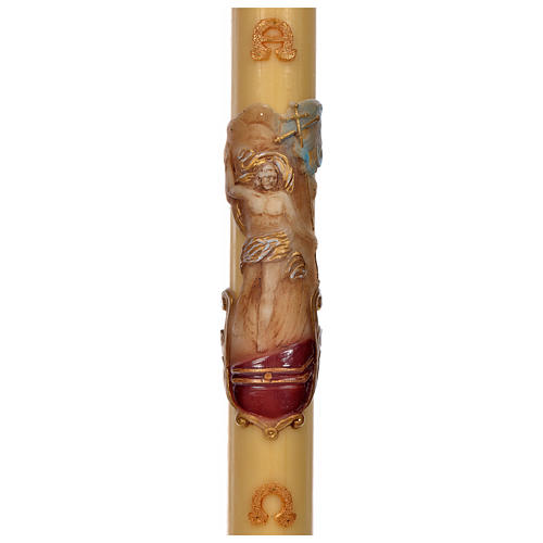 Paschal candle in beeswax with Risen Christ 8x120cm 1