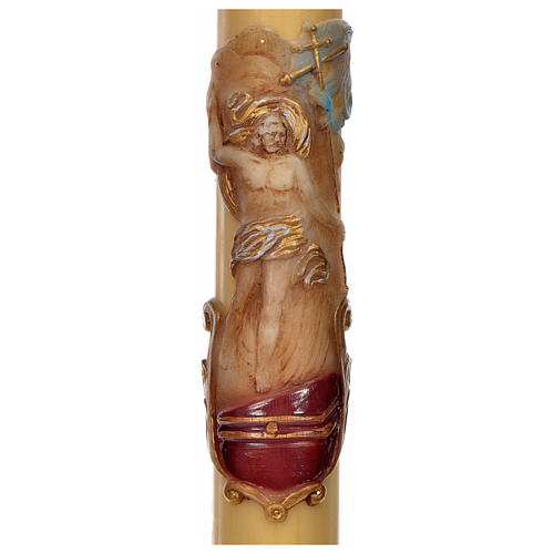 Paschal candle in beeswax with Risen Christ 8x120cm 2