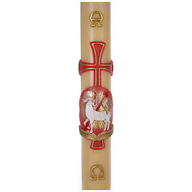 Paschal Candle in Beeswax, Lamb and Cross 8x120 cm