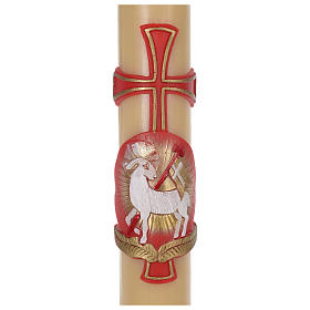 Paschal Candle in Beeswax, Lamb and Cross 8x120 cm