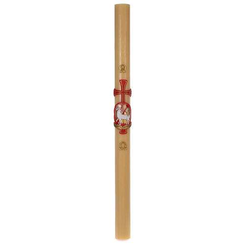 Paschal Candle in Beeswax, Lamb and Cross 8x120 cm 5