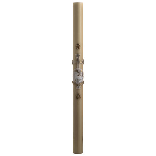 Paschal Candle, beeswax with lamb and cross, silver 8x120cm 3