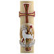 Paschal Candle, beeswax with lamb, red and gold 8x120cm s2