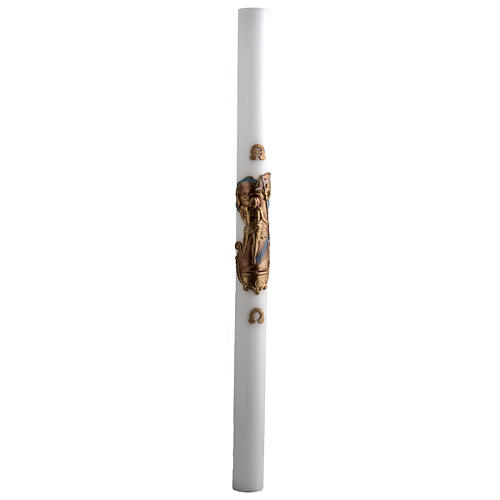 Paschal Candle, white with coloured Resurrected Christ 8x120cm 3