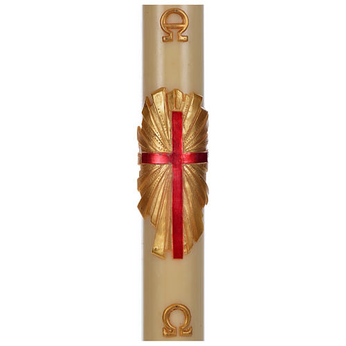 Paschal Candle, beeswax with cross on gold 1