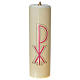 Altar candle, light brown in PVC with filter and Chi-Rho s1