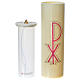 Altar candle, light brown in PVC with filter and Chi-Rho s2