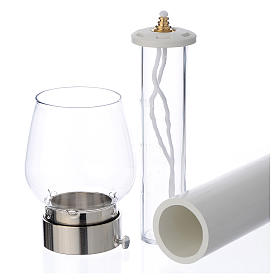 Wind-proof lamp, 30cm tall with silver base, 4cm diameter