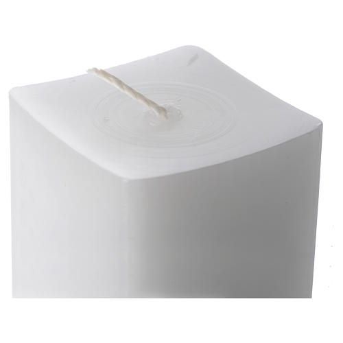 White square candle 800x50x50mm in white wax, pack of 2 2