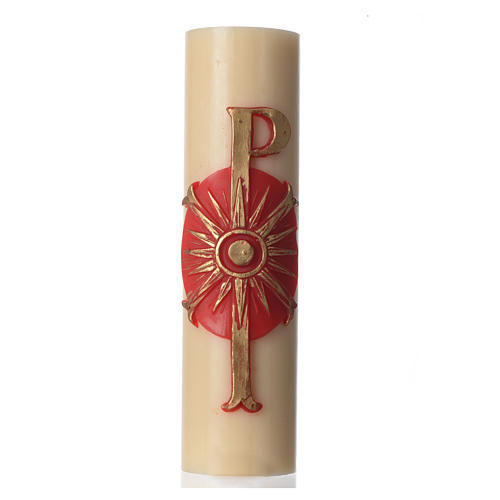 Altar candle with bas-relief, 8cm diameter Pax symbol 1