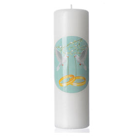 Wedding candle in white wax with small image