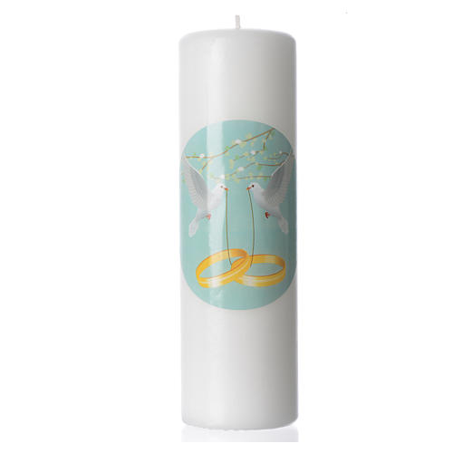 Wedding candle in white wax with small image 1
