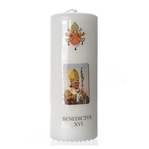 Pope Benedict XVI white candle 13x6cm 1