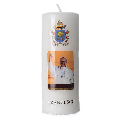 Vela Papa Francisco 13 x 6 cm blanca 1