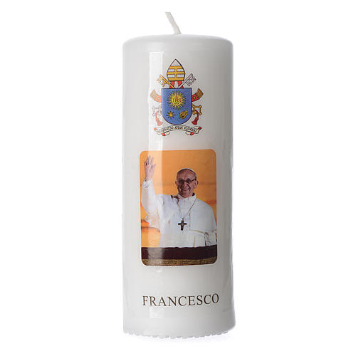 Candelotto Papa Francesco 13x6 cm bianco 1