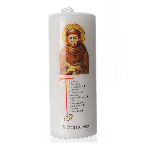 Świeczka święty Franciszek z Asyżu 13 X 6cm, biała 1