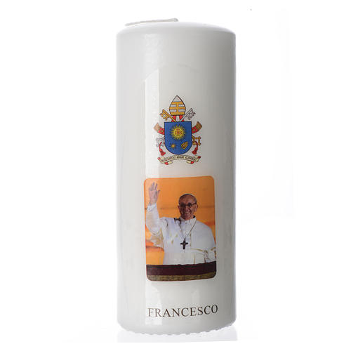 Candela Papa Francesco 15x6 cm bianco 1