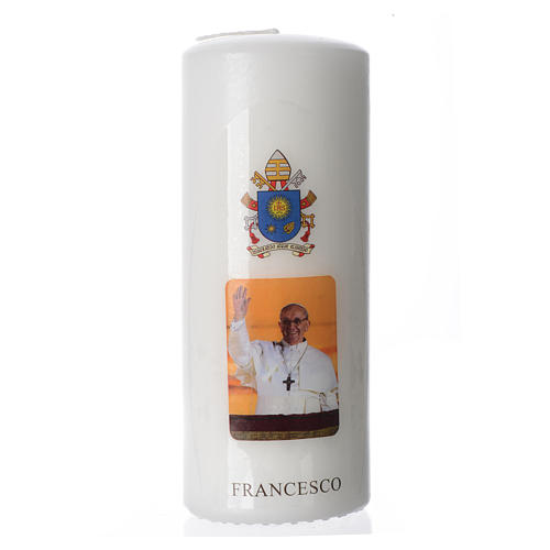 Pope Francis white candle 15x6cm 1