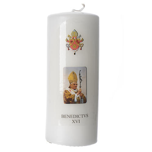 Candela Papa Benedetto XVI 15x6 cm bianco 1