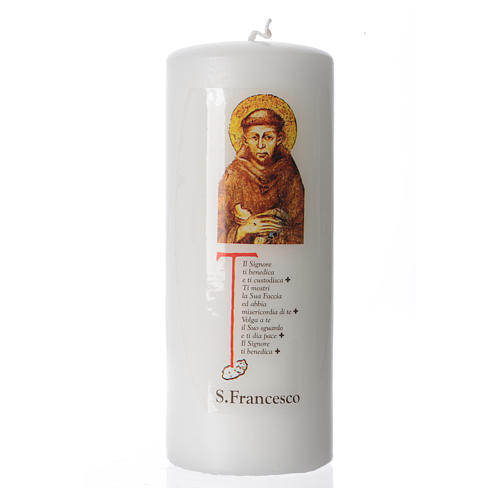 Saint Francis of Assisi white candle 15x6cm 1