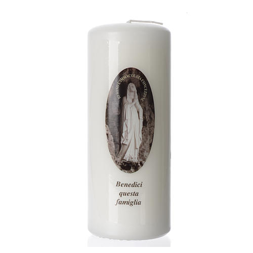 Our Lady of Lourdes white candle 15x6cm 1