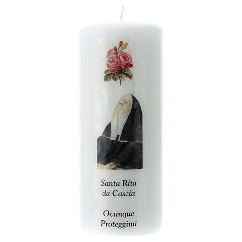 Saint Rita of Cascia white candle 15x6cm 1