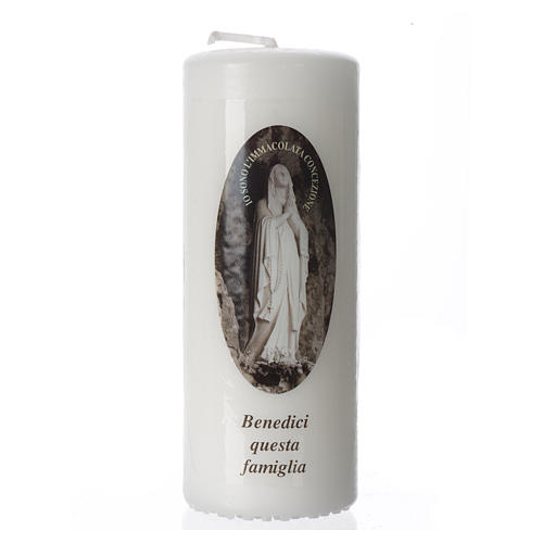 Candelotto Madonna di Lourdes 13x5 cm bianco 1