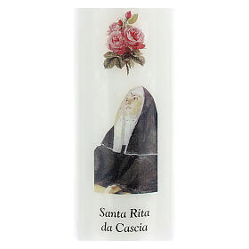 Bougie Ste Rita de Cascia 13x5 cm blanc