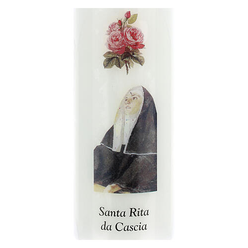 Candelotto Santa Rita da Cascia 13x5 cm bianco 2