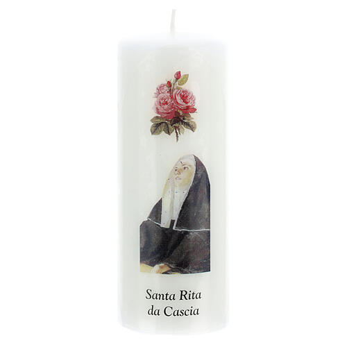 Świeczka święta Rita z Cascia 13 X 5cm, biała 1