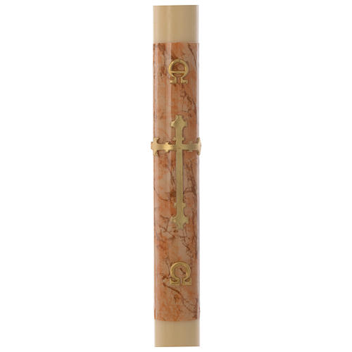 Paschal candle in beeswax with cross and marble effect finish 8x120cm 1