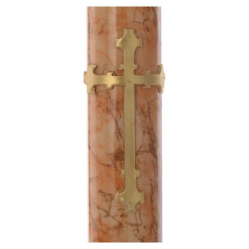 Paschal candle in beeswax with cross and marble effect finish 8x120cm 2