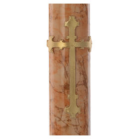 Paschal candle in beeswax with cross and marble effect finish 8x120cm