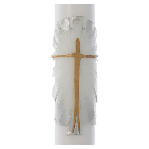 Cirio Pascual cera blanca Jesucristo Resucitado fundo blanco plata 8x120 cm 2