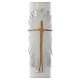Cirio Pascual cera blanca Jesucristo Resucitado fundo blanco plata 8x120 cm s2