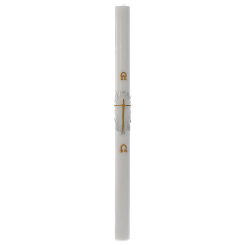 Paschal candle in white wax with gold silver Resurrected Christ 8x120 cm 3