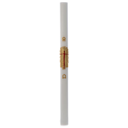 Paschal candle in white beeswax with gold Resurrected Christ 8x120cm 4